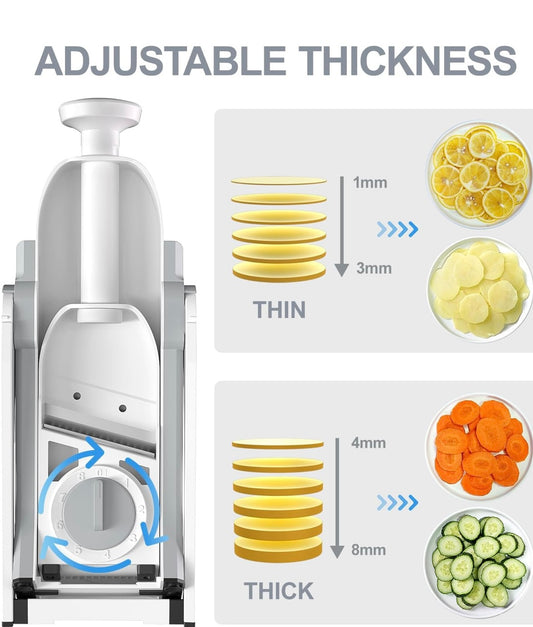Thickness control panel showing thin to thick slice options on vertical slicer.